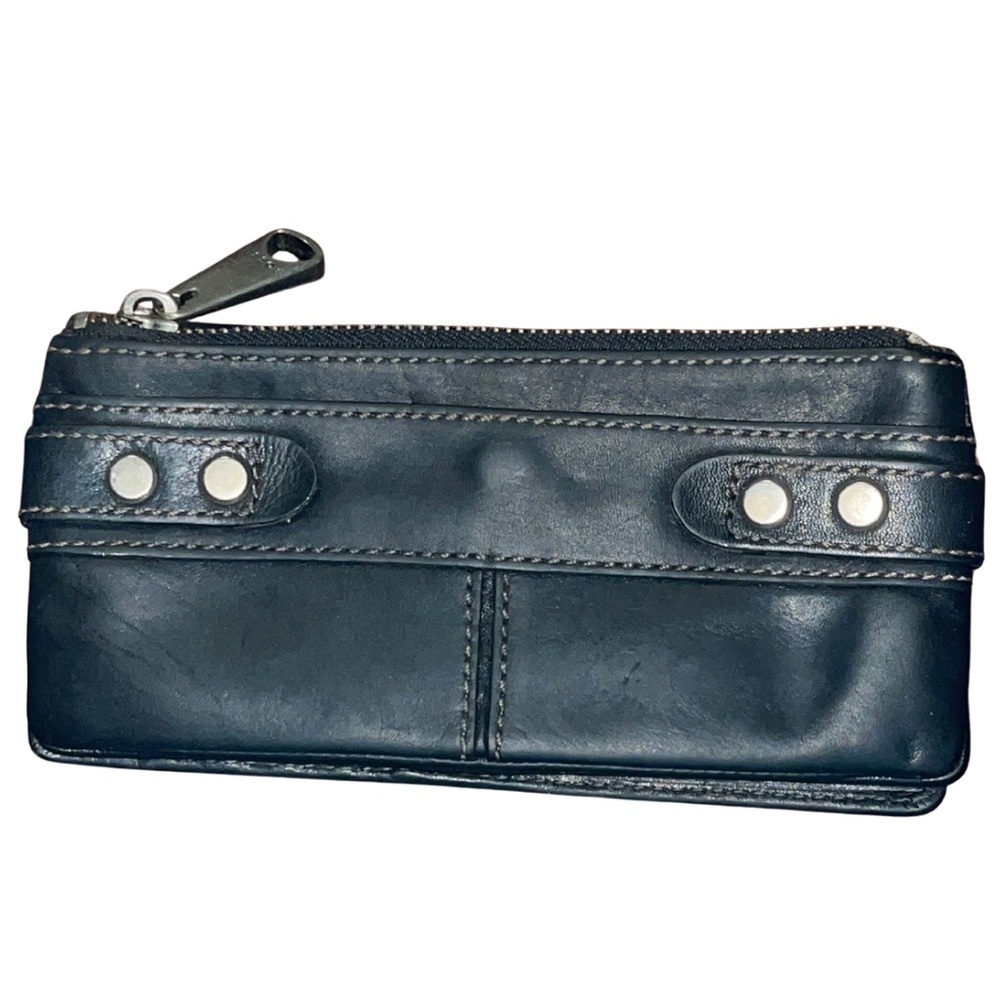 Vintage FOSSIL Fifty Four Leather Clutch Wallet Black